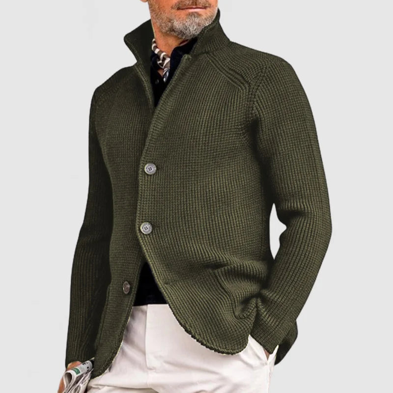 Herren Strickjacke mit Rippstruktur und Schalkragen