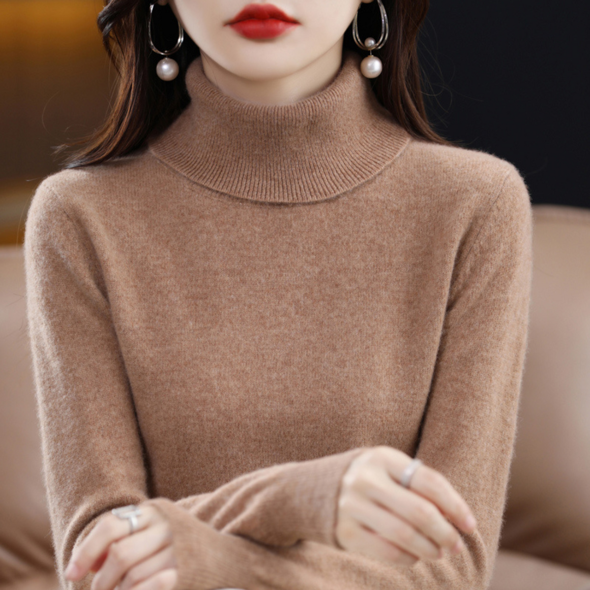 Damen Rollkragenpullover in schmaler Passform