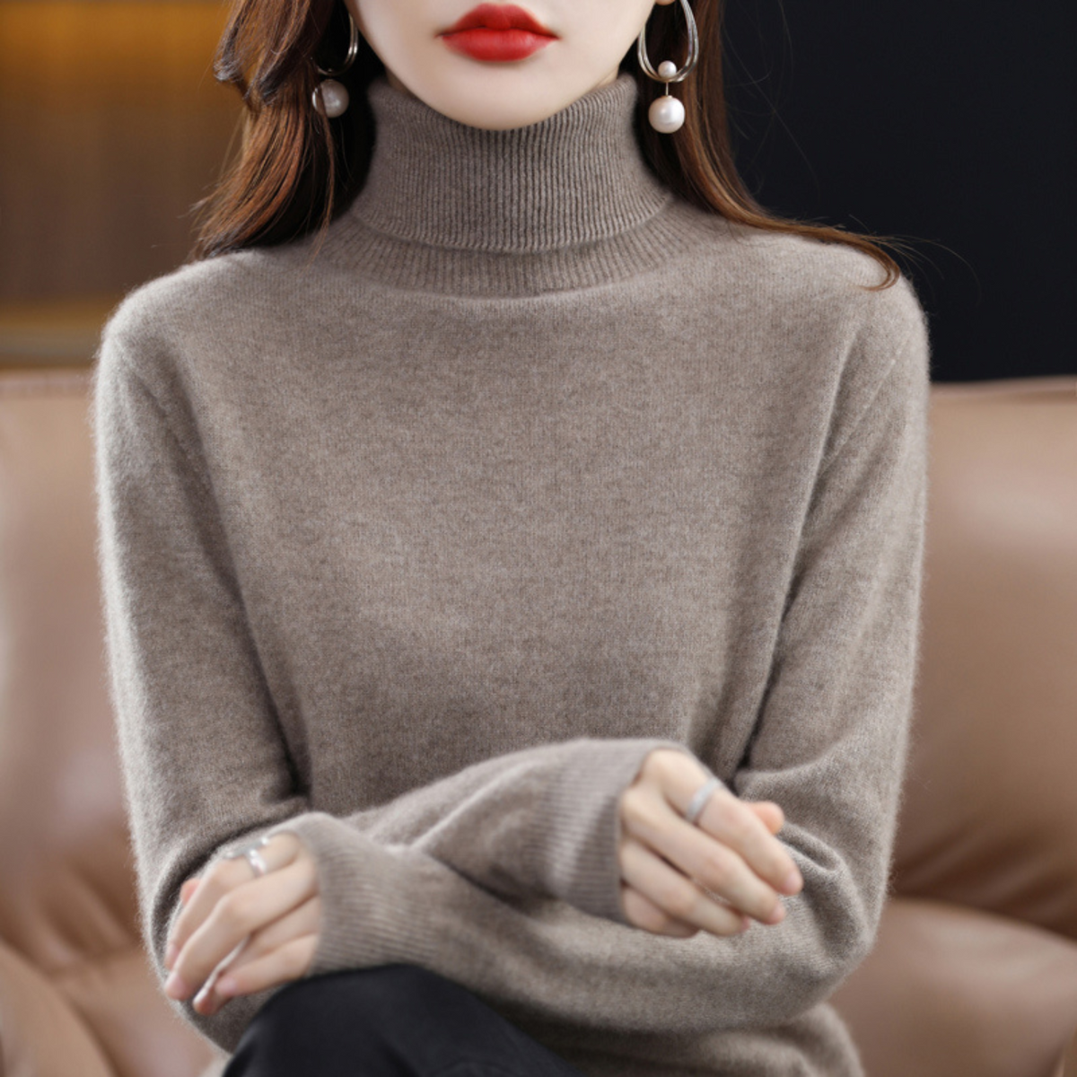 Damen Rollkragenpullover in schmaler Passform