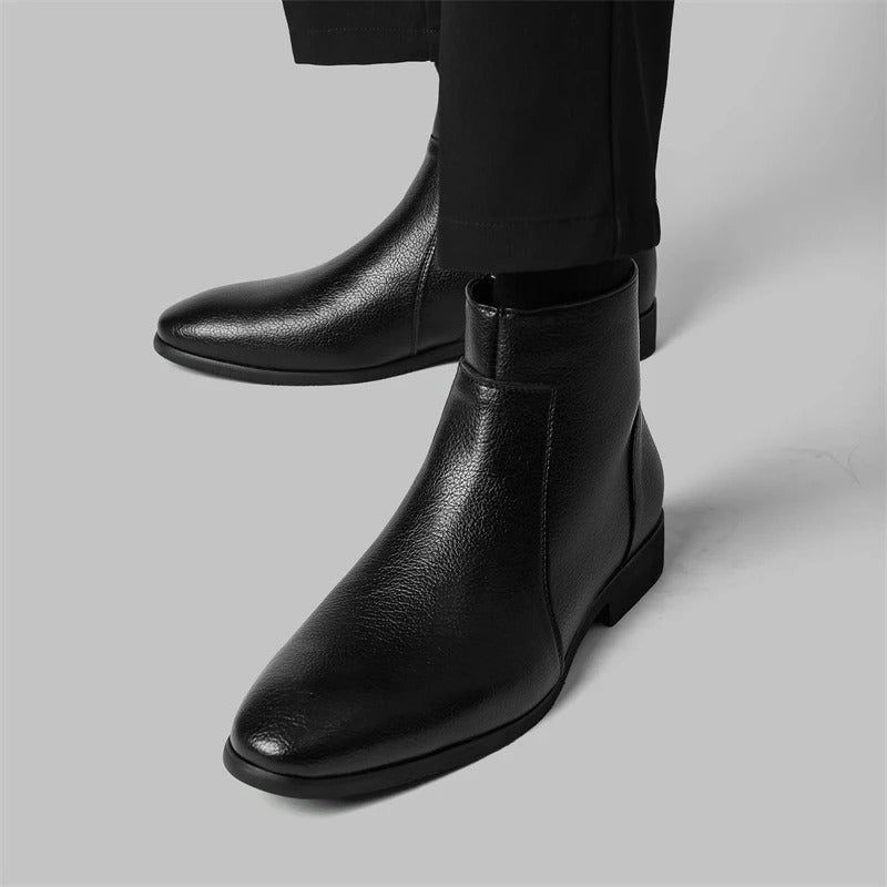 Herren Stiefel in Lederoptik mit Seitenreißverschluss