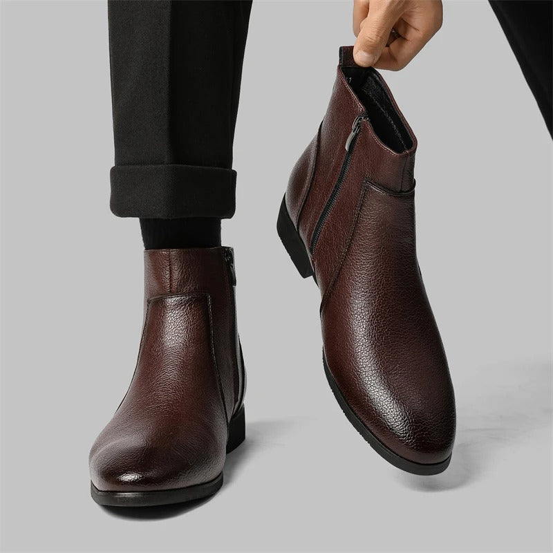 Herren Stiefel in Lederoptik mit Seitenreißverschluss
