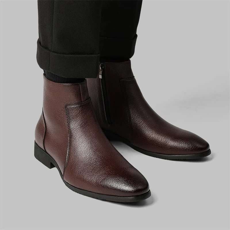 Herren Stiefel in Lederoptik mit Seitenreißverschluss
