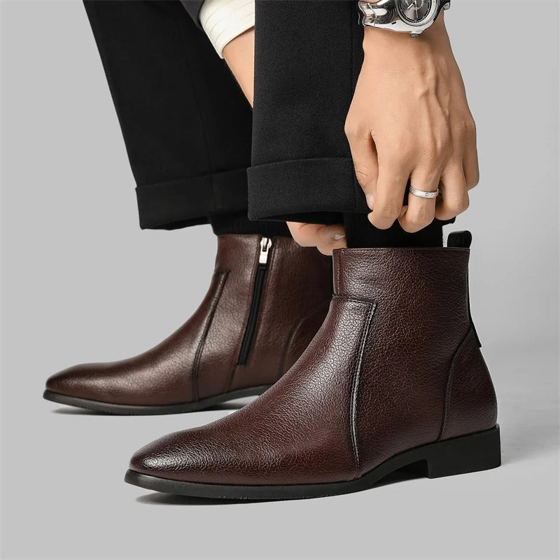 Herren Stiefel in Lederoptik mit Seitenreißverschluss