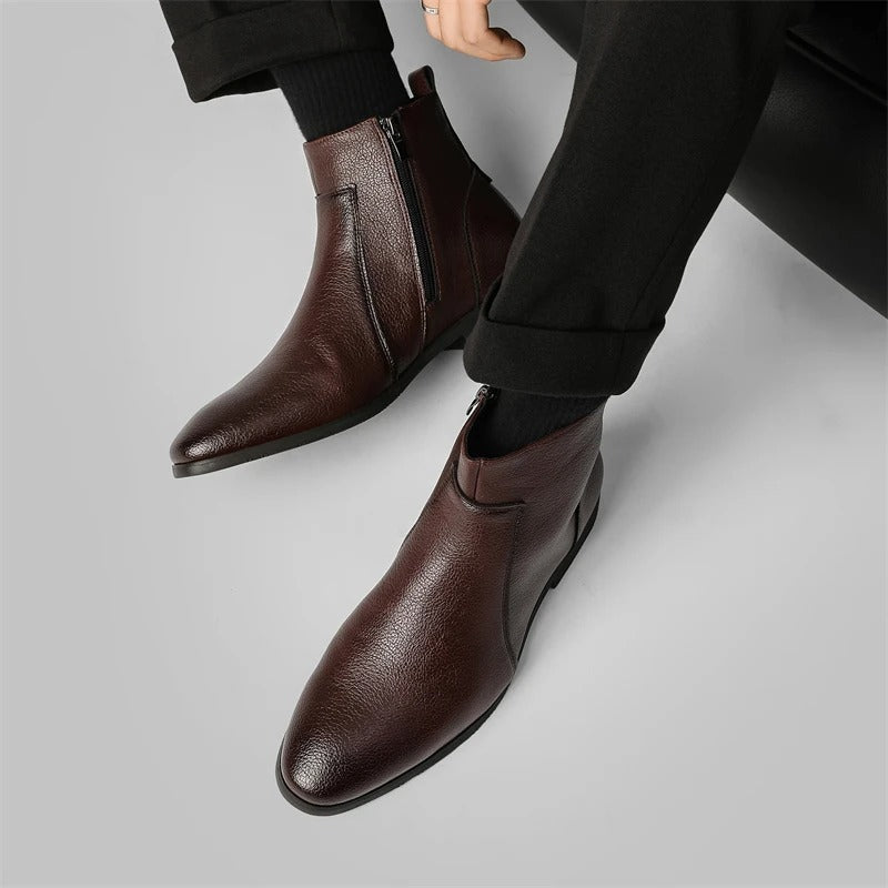Herren Stiefel in Lederoptik mit Seitenreißverschluss