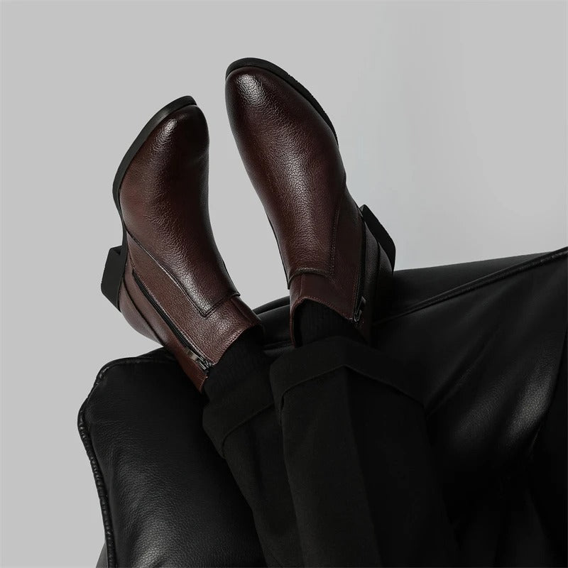 Herren Stiefel in Lederoptik mit Seitenreißverschluss