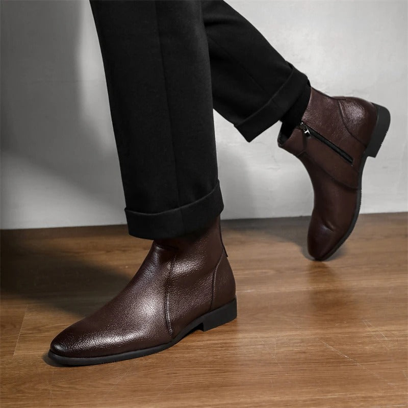Herren Stiefel in Lederoptik mit Seitenreißverschluss
