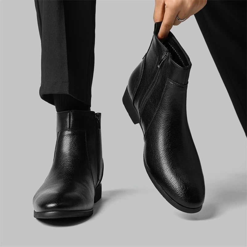 Herren Stiefel in Lederoptik mit Seitenreißverschluss