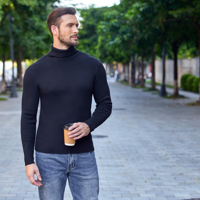Herren Rollkragenpullover in schmaler Passform