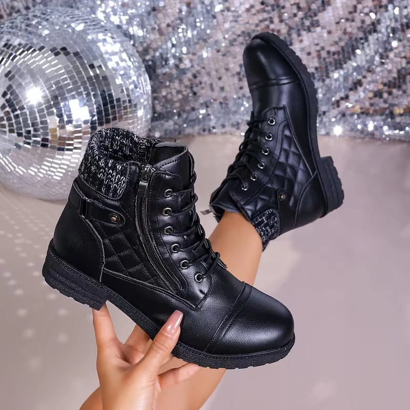 Damen Stiefeletten mit Seitenreißverschluss und Blockabsatz