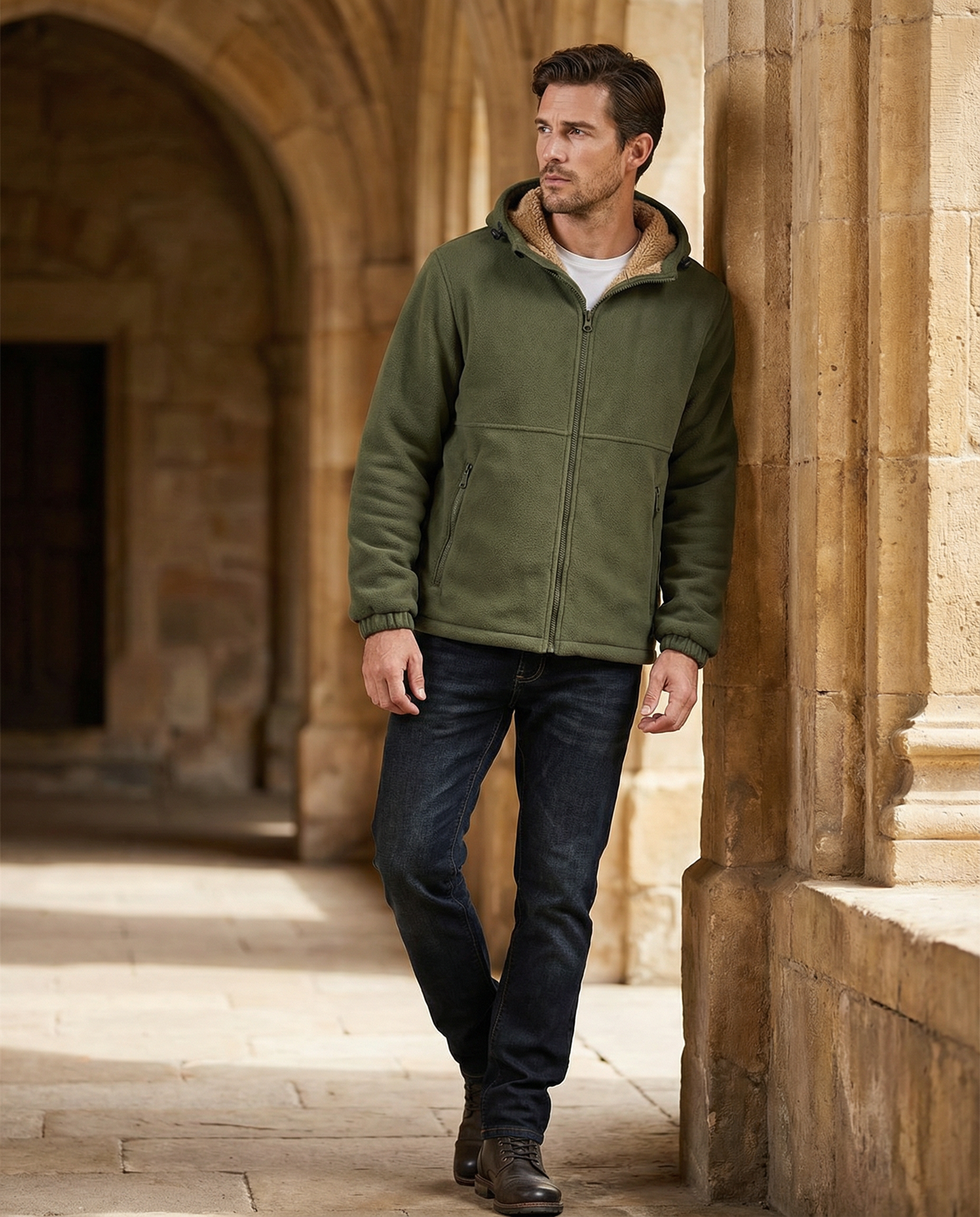 Herren Hoodie mit Fütterung und Reißverschluss