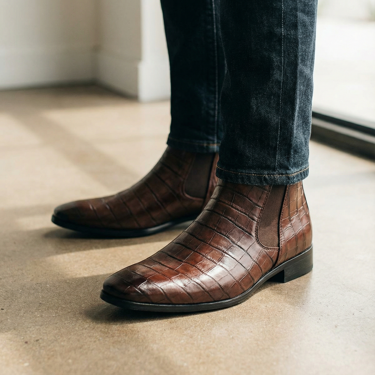 Herren Chelsea Boots mit Prägemuster