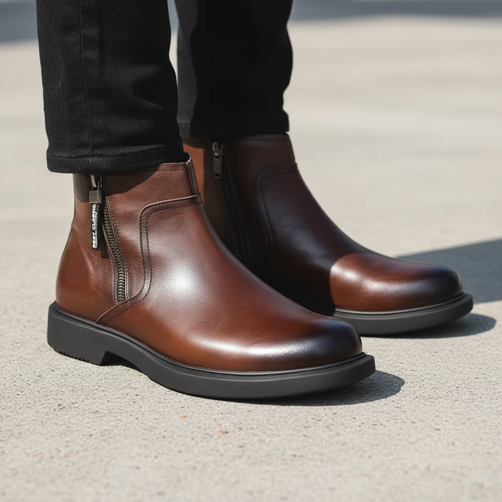 Herren Stiefel mit Seitenreißverschluss und Used-Optik