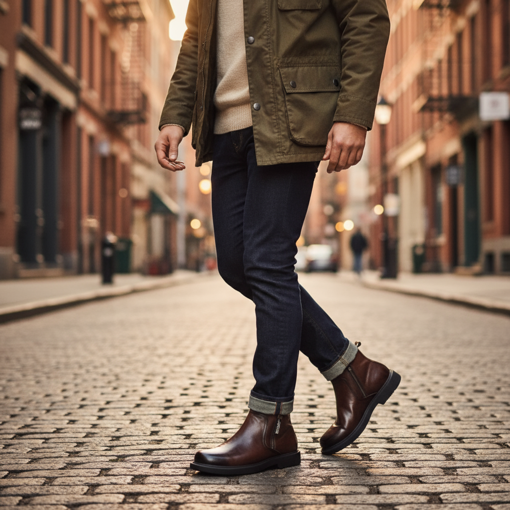 Herren Stiefel mit Seitenreißverschluss und Used-Optik