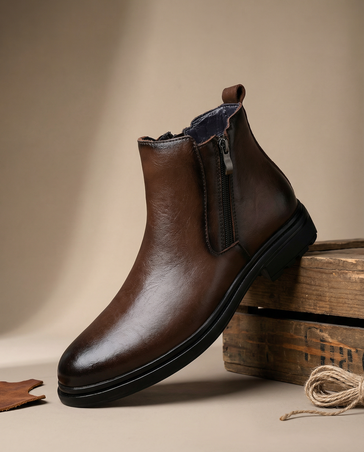 Herren Stiefel mit schlichtem Design und Seitenreißverschluss