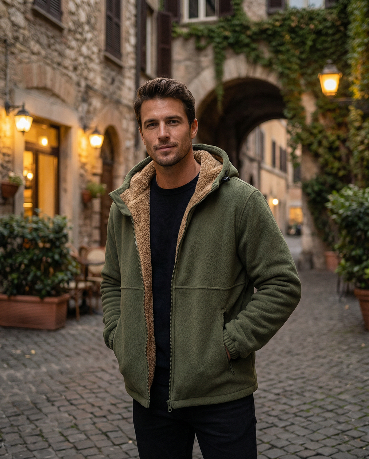 Herren Hoodie mit Fütterung und Reißverschluss