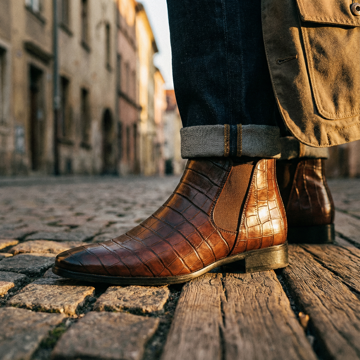 Herren Chelsea Boots mit Prägemuster