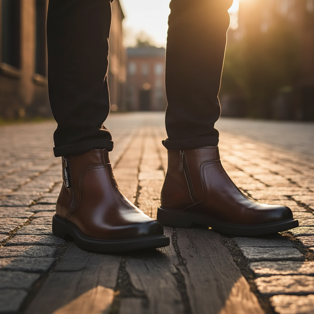 Herren Stiefel mit Seitenreißverschluss und Used-Optik