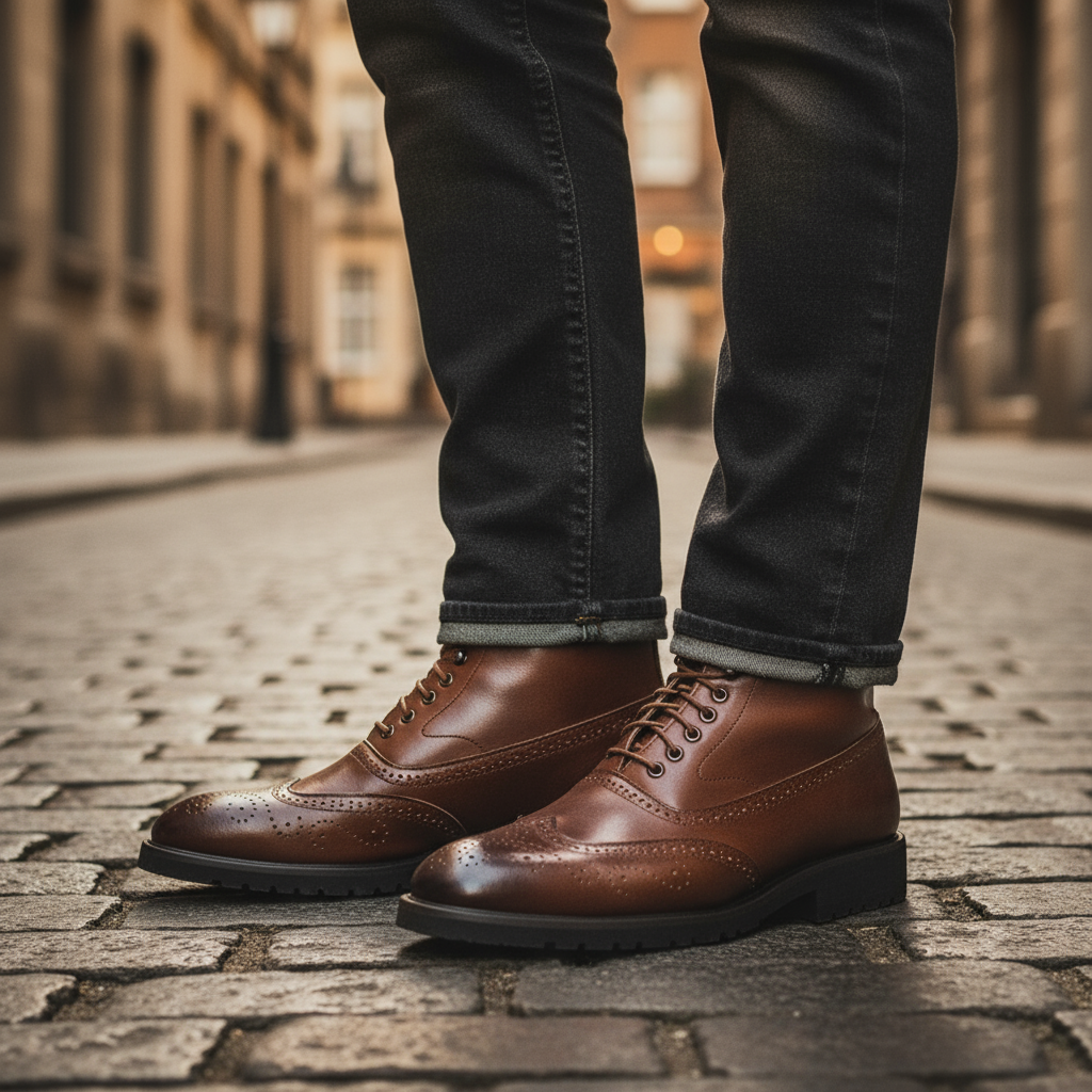 Herren Stiefel mit Broguing-Detail