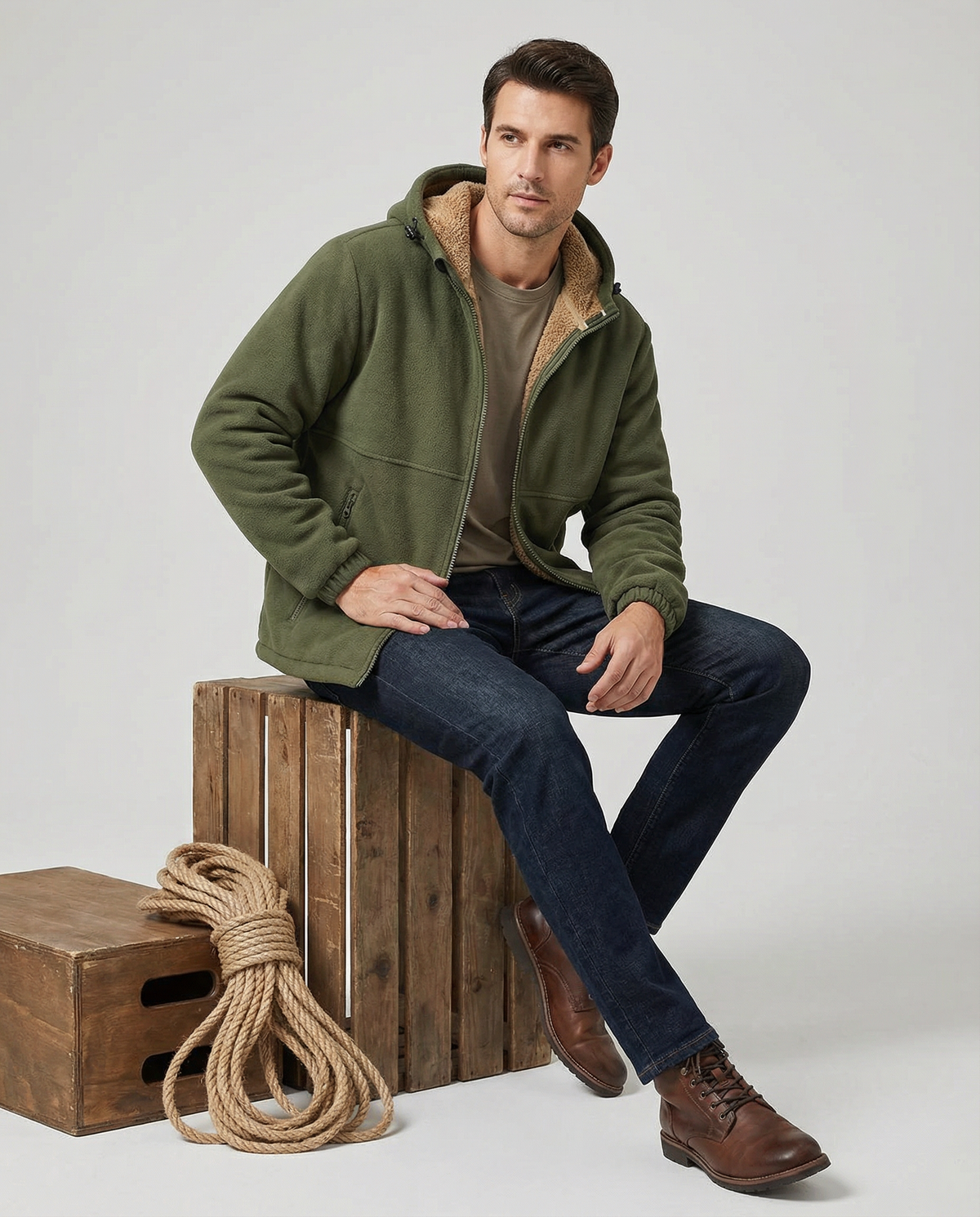 Herren Hoodie mit Fütterung und Reißverschluss