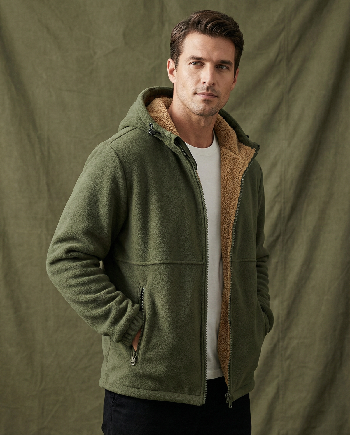Herren Hoodie mit Fütterung und Reißverschluss