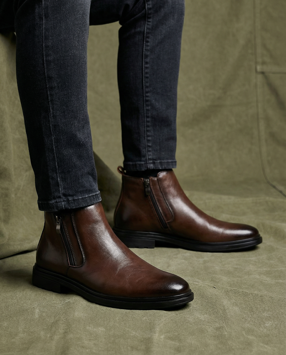 Herren Stiefel mit schlichtem Design und Seitenreißverschluss