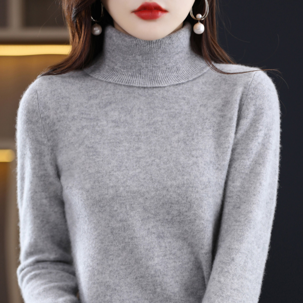Damen Rollkragenpullover in schmaler Passform