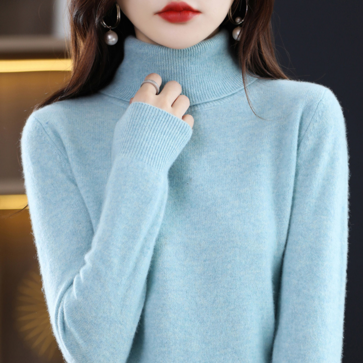 Damen Rollkragenpullover in schmaler Passform