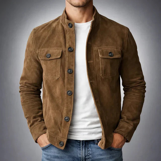 Jacke Herren Regular Fit Freizeit mit Stehkragen und Brusttaschen