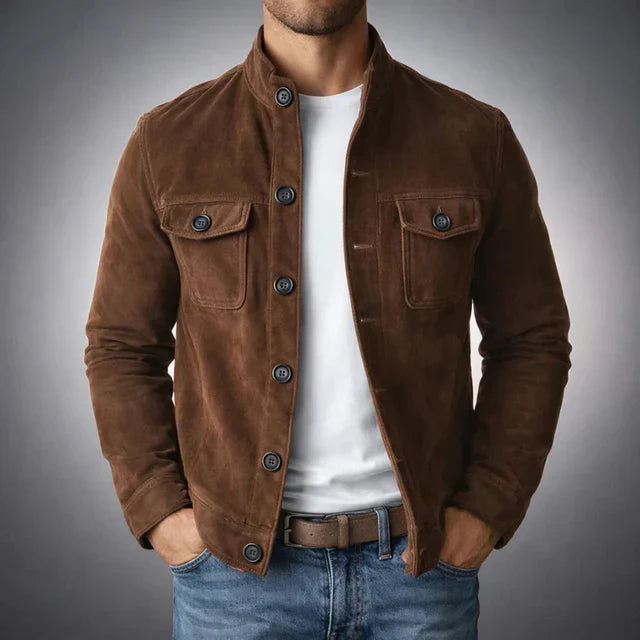 Jacke Herren Regular Fit Freizeit mit Stehkragen und Brusttaschen