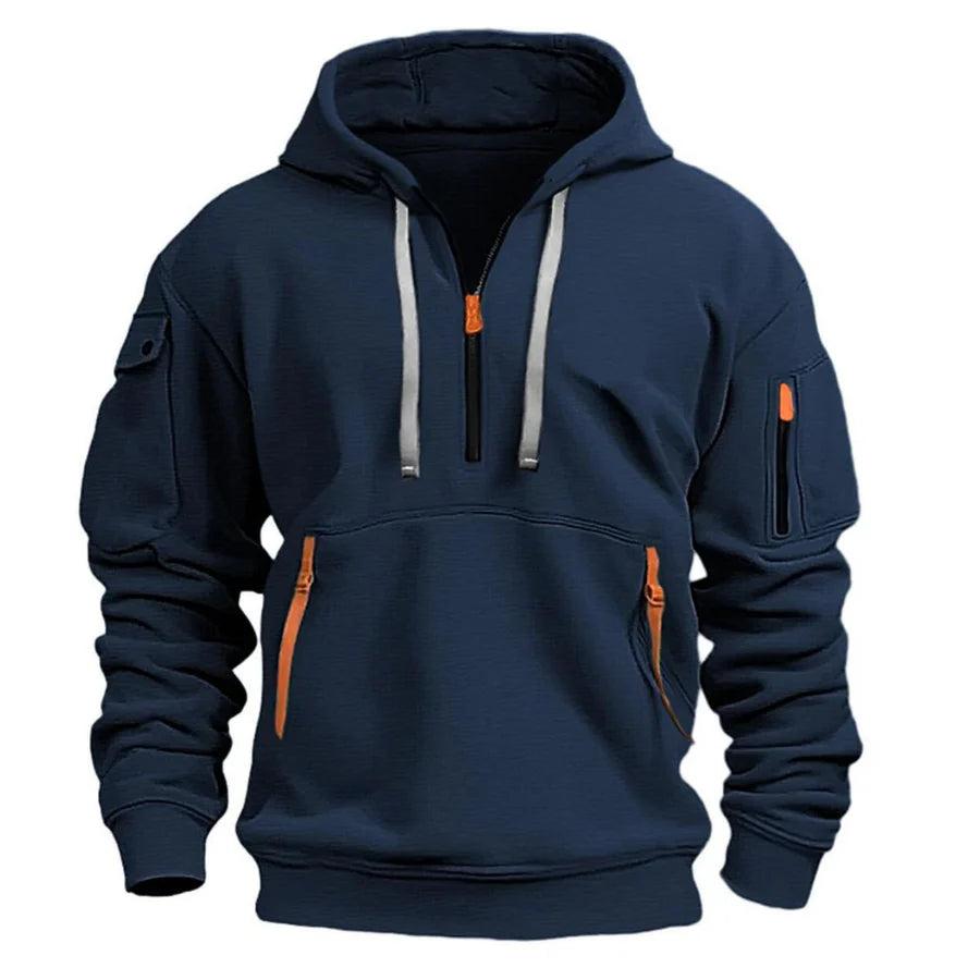 Herren Kapuzenpullover Regular Fit Freizeit mit Reißverschlusstaschen