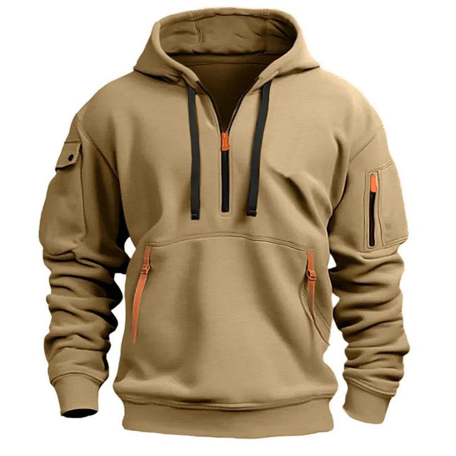 Herren Kapuzenpullover Regular Fit Freizeit mit Reißverschlusstaschen