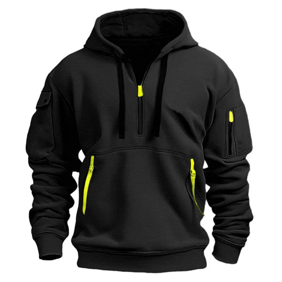 Herren Kapuzenpullover Regular Fit Freizeit mit Reißverschlusstaschen