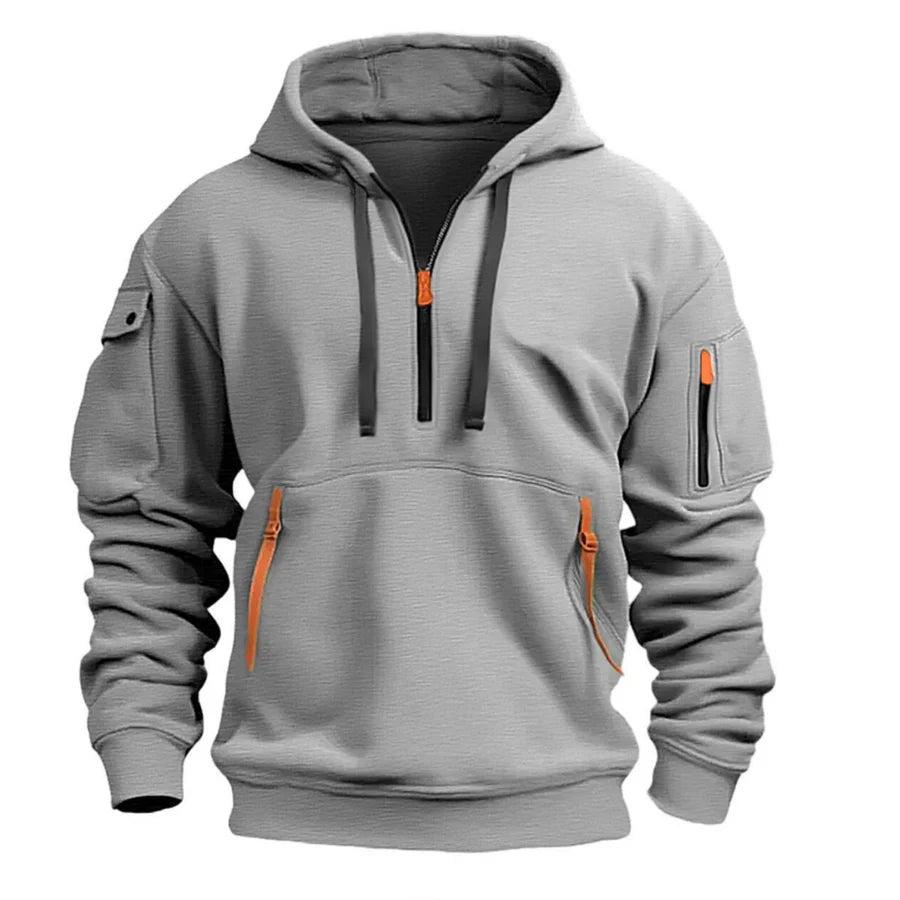 Herren Kapuzenpullover Regular Fit Freizeit mit Reißverschlusstaschen