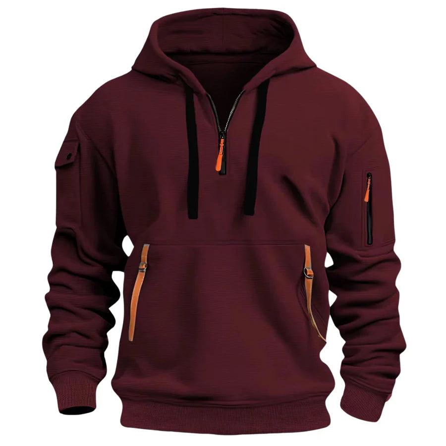 Herren Kapuzenpullover Regular Fit Freizeit mit Reißverschlusstaschen