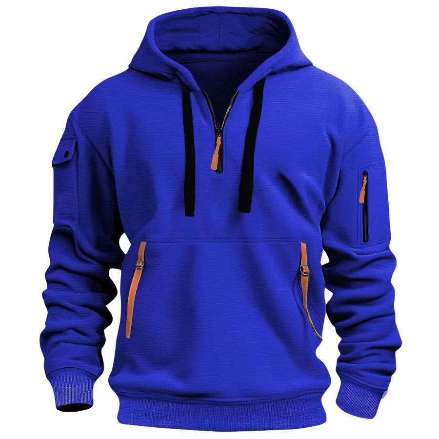 Herren Kapuzenpullover Regular Fit Freizeit mit Reißverschlusstaschen