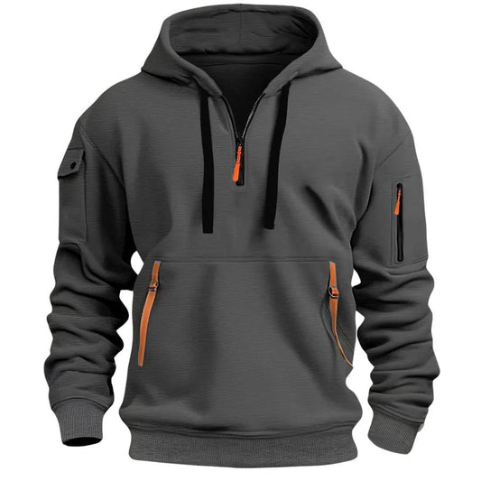 Herren Kapuzenpullover Regular Fit Freizeit mit Reißverschlusstaschen