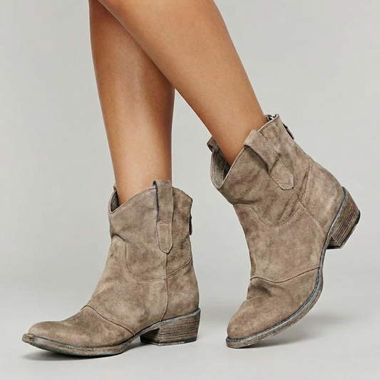 Damen Western-Stiefeletten in Lederoptik mit spitzer Zehenform
