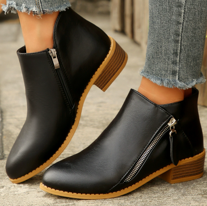 Damen Stiefeletten mit Seitenreißverschluss und gepolsterter Sohle