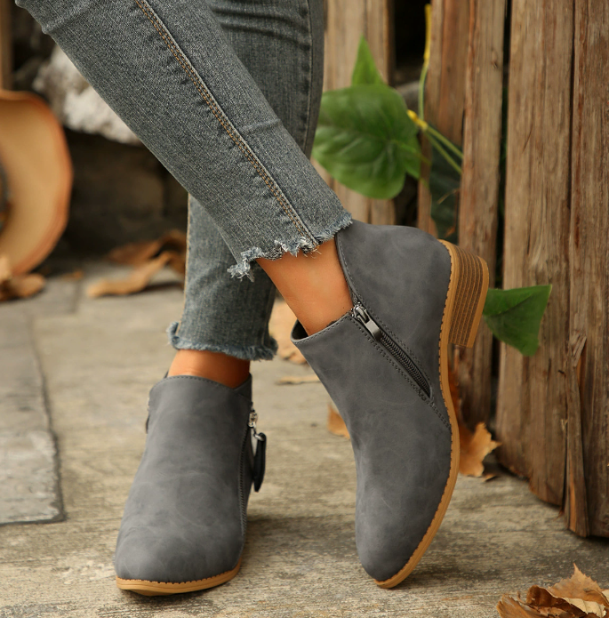 Damen Stiefeletten mit Seitenreißverschluss und gepolsterter Sohle