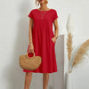 Damen Midi Kleid Smock Freizeit Sommer Regular Fit