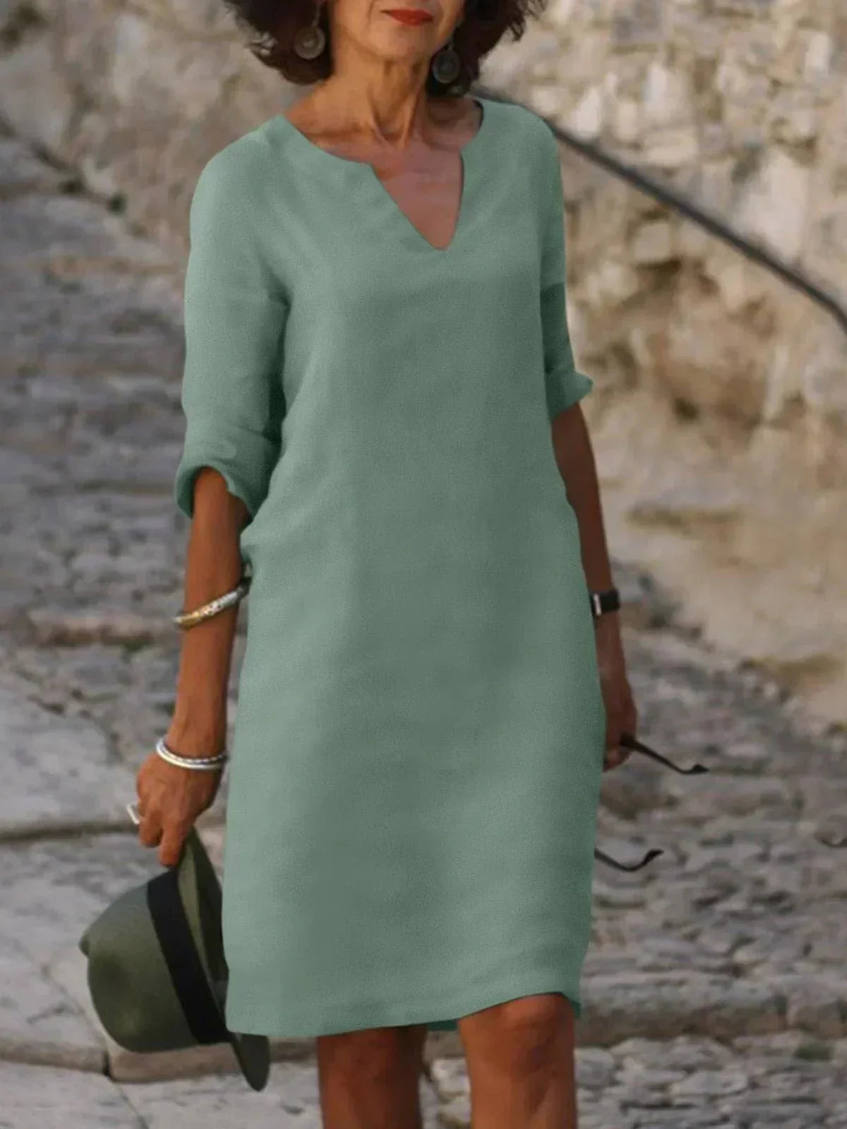 Damen Midi Kleid Regular Fit Freizeit Sommer Elegant