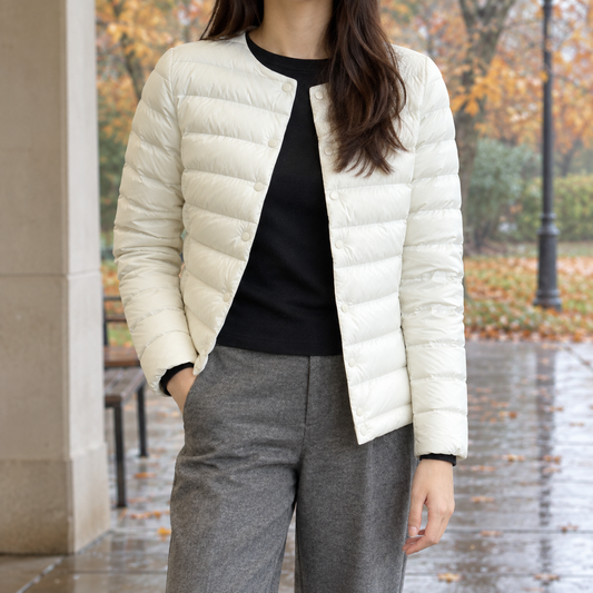 Damen Steppjacke mit Druckknopfverschluss – Slim Fit