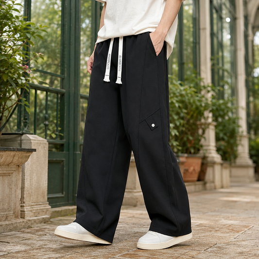 Herren Hose mit weitem Bein und Kontrast-Kordelzug