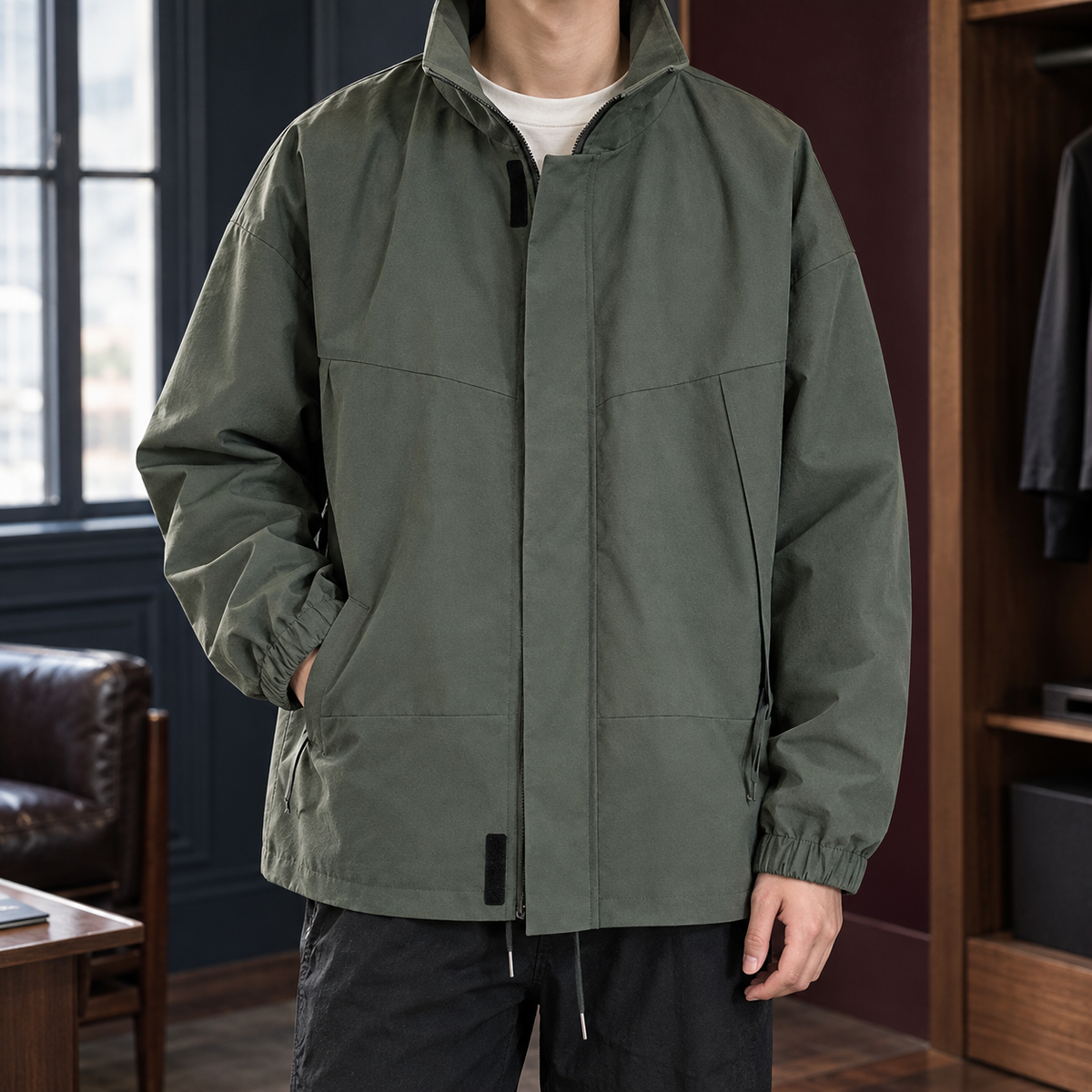 Herren Stehkragenjacke – Regular Fit, Casual