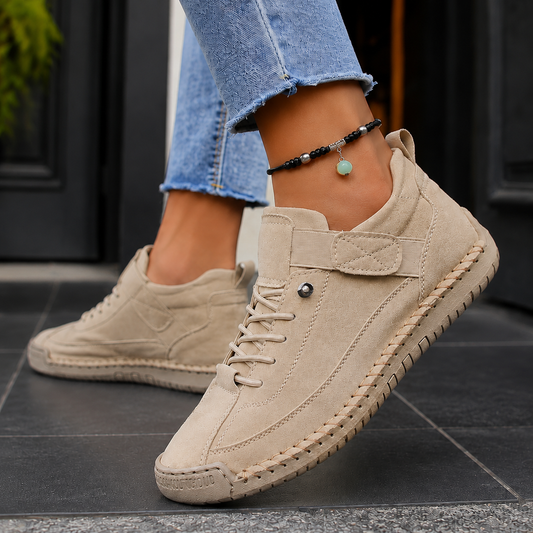 Damen Sneaker mit Klettverschluss und elastischer Schnürung