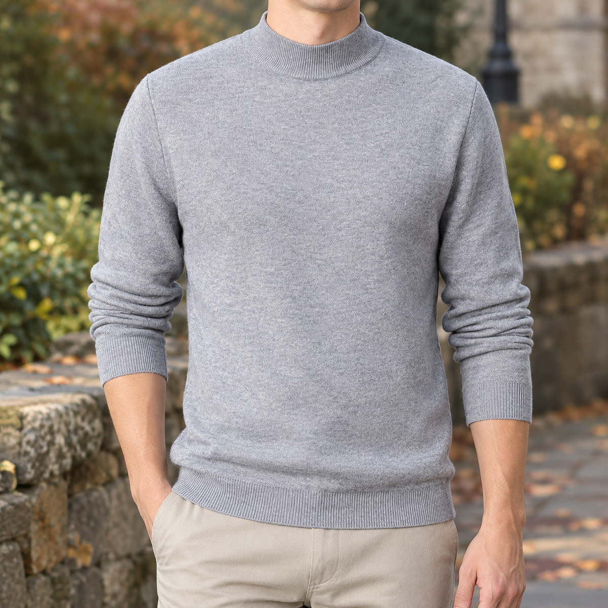 Herren Stehkragenpullover Langarm – Slim Fit