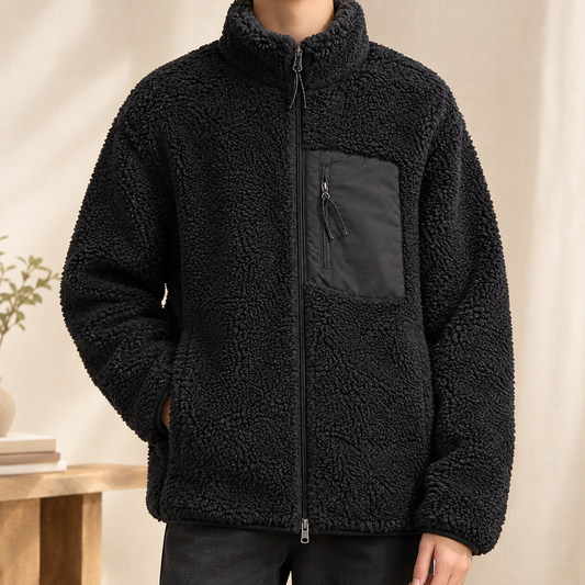 Herren Zip-Jacke strukturiert – Relaxed Fit
