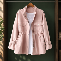 Damen Utility-Jacke Relaxed Fit Casual mit Kordelzugtaille
