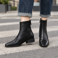 Damen Stiefeletten mit eckiger Zehenform und Reißverschluss