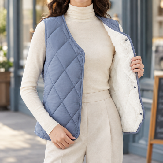 Damen gesteppte Weste Regular Fit Casual ohne Kragen